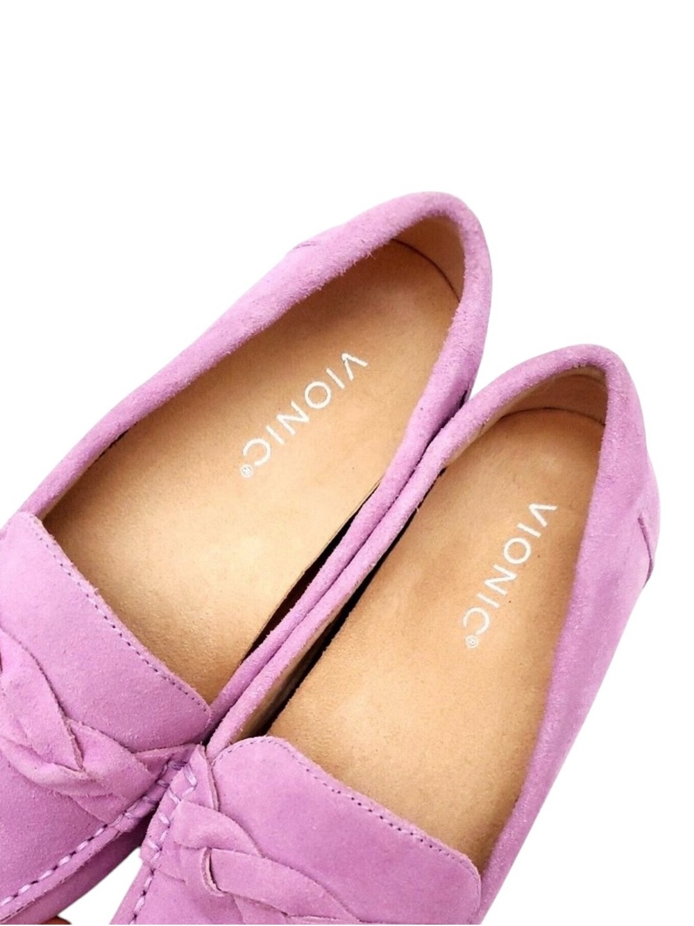 Women's VIONIC Montera Suede Leather Moccasin Flats Orchid Purple - Picture 3 of 7